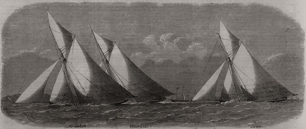 Thames yacht matches: Royal London Yacht club. Cutters off Southend. Essex 1864